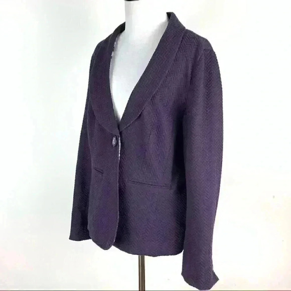 Coldwater creek Womens blazer size 12 purple one button knit shawl neck jacket - Picture 6 of 11